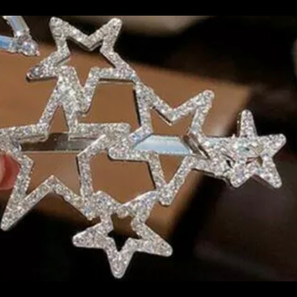 SILVER WITH STARS WITH CRYSTALS HAIR PIN - Picture 3 of 4